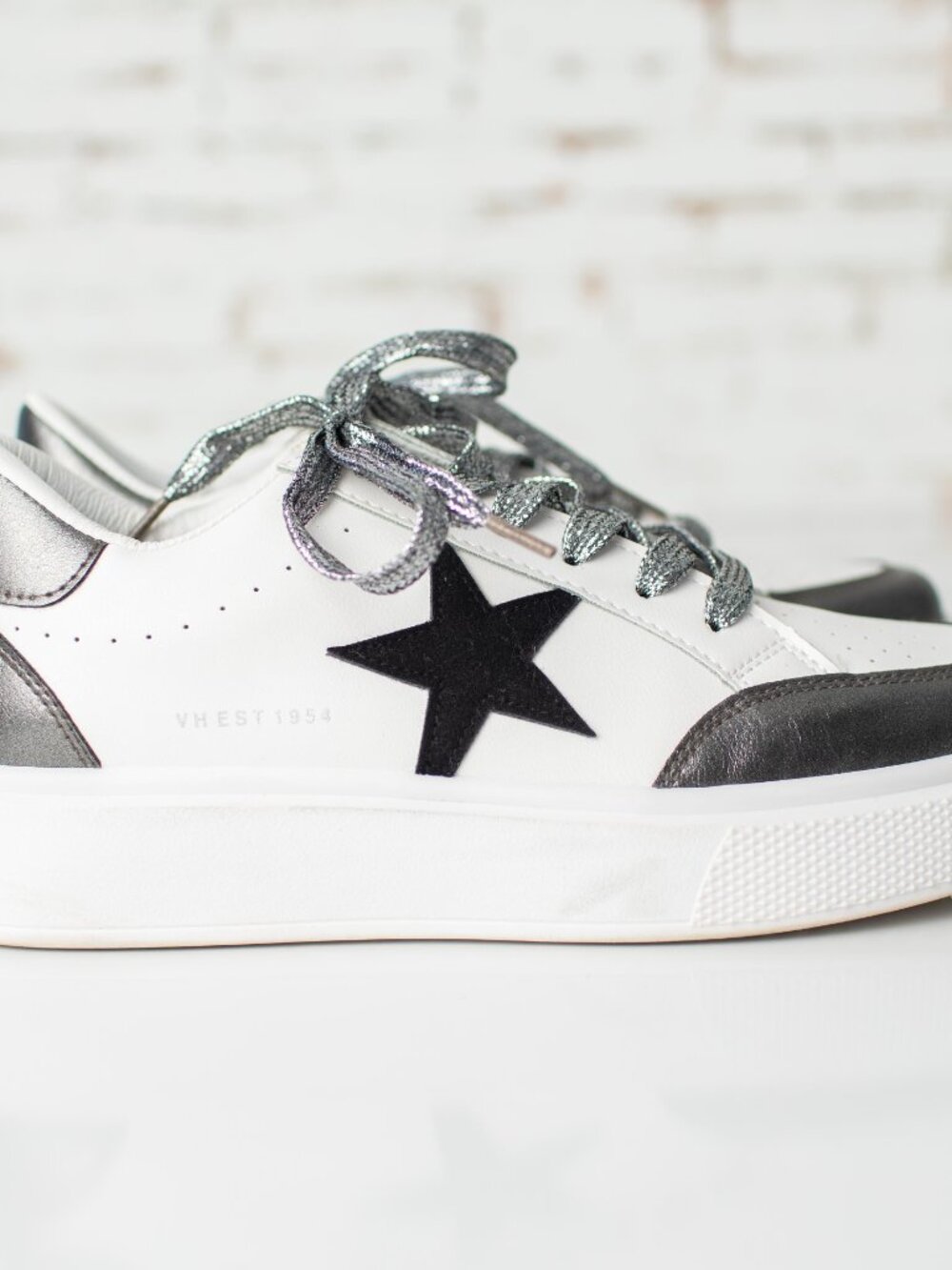Vintage Havana Lexa Sneakers Womens Size 10 White Pewter Star Platform Shoes - Picture 4 of 7